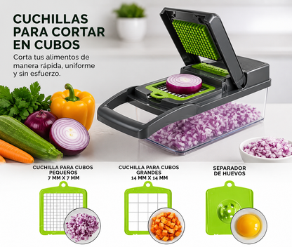 Picadora de verduras 15 en 1 multifuncional con 8 cuchillas reemplazables