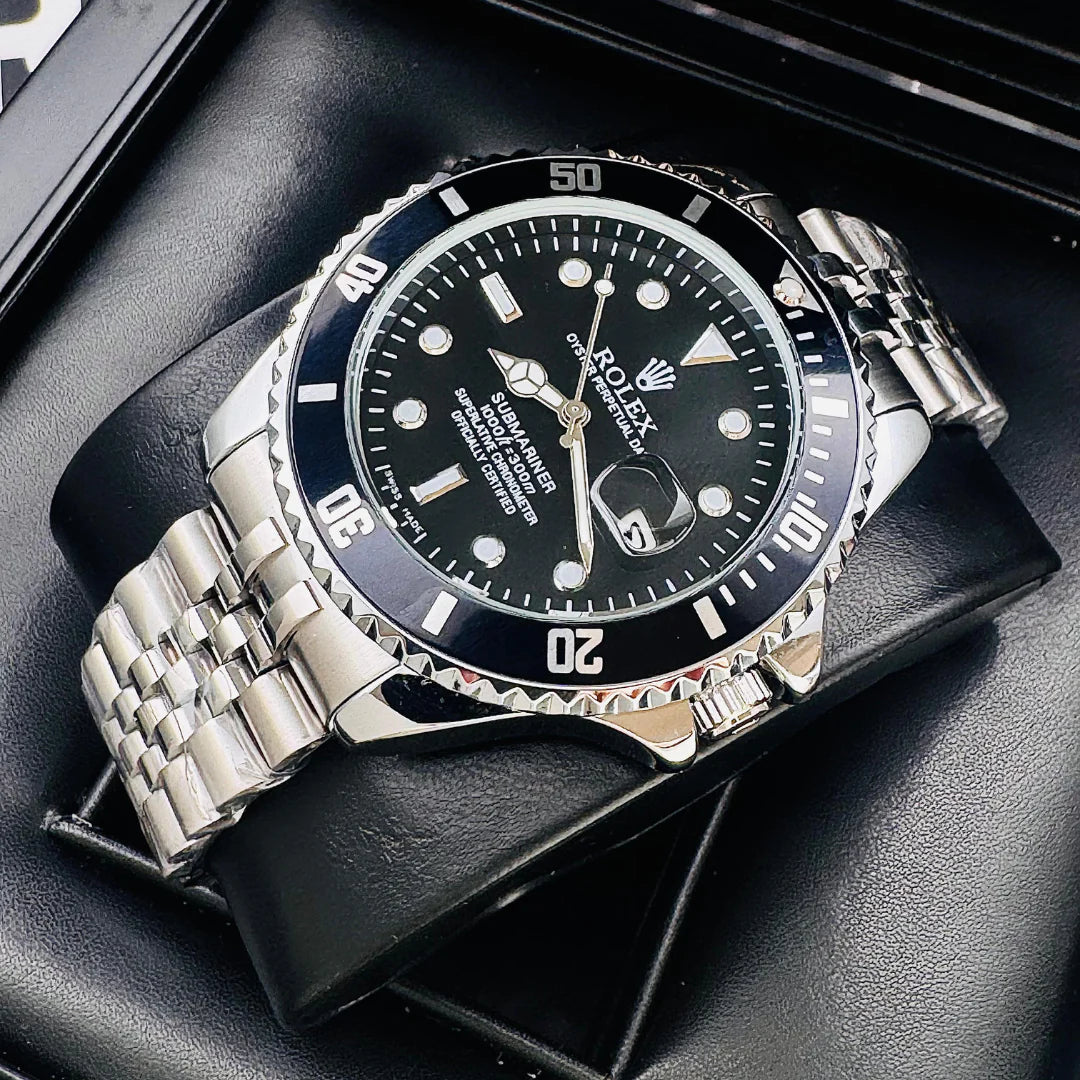 ROLEX SUBMARINER TRENZADO PLATEADO-NEGRO