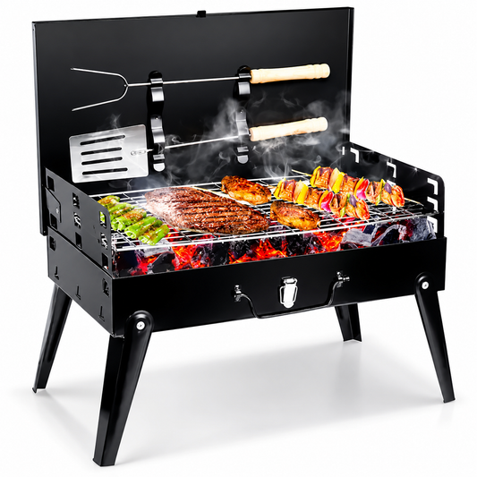 BBQ PORTATIL CON UTENCILIOS